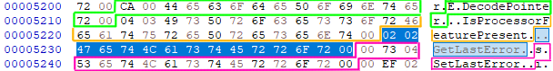 Imports hex dump @ 0x5200